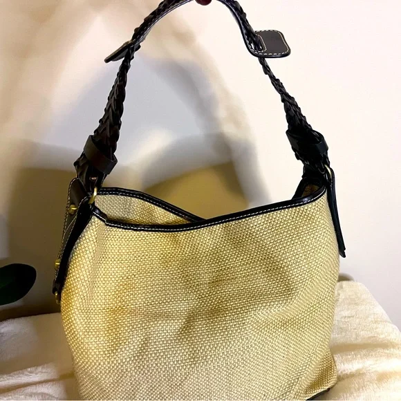 Sac à Main Francesco Biasia En Cuir - Marron Et Vert - Vintage - Occasion 'Comme Neuf'